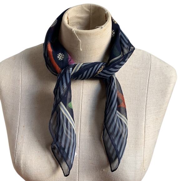 Talbots | Silk Neck Hair Scarf Shoes Design Square 21”x21” - Picture 2 of 6